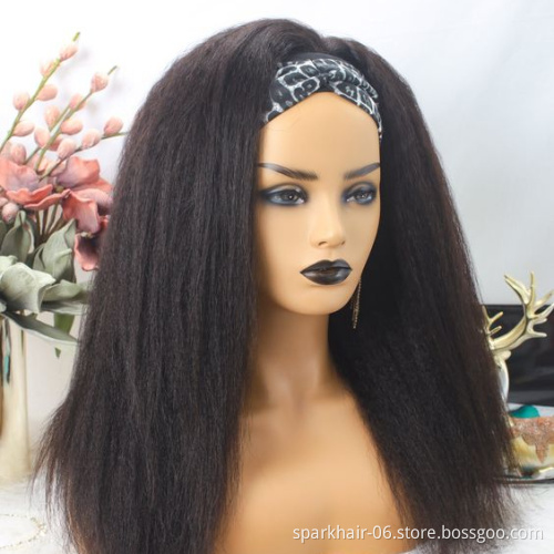 Wholesale Human Hair Headband Wigs for Black Women Glueless Remy Human Hair Headband Wig,Headband Kinky Ponytail Human Hair Wig